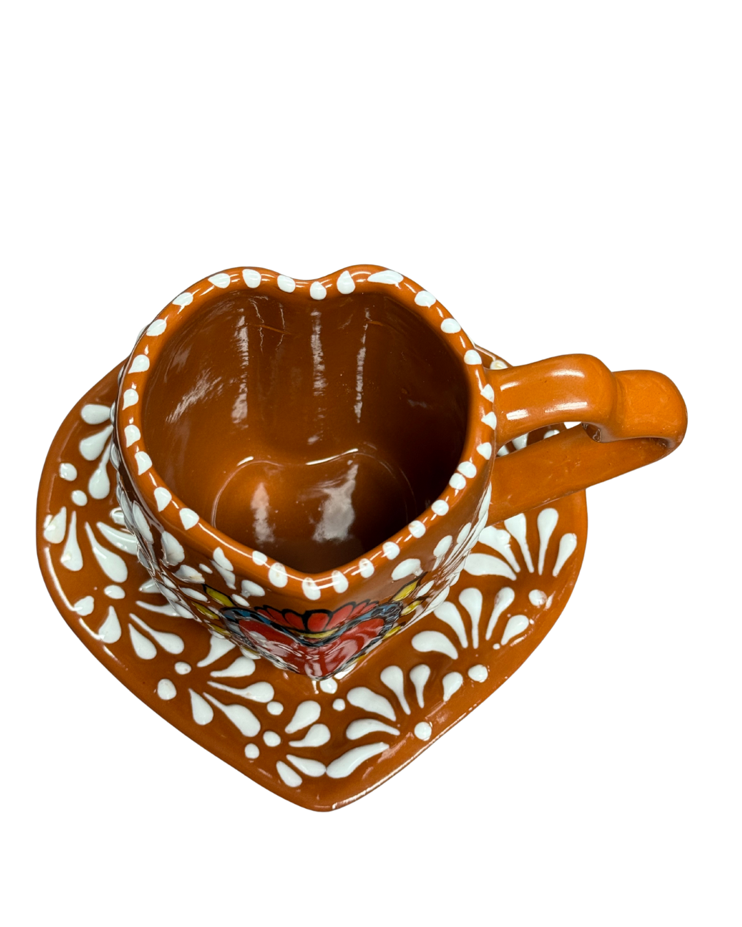 TAZA CORAZON TALAVERA CON PLATO EN BLANCO