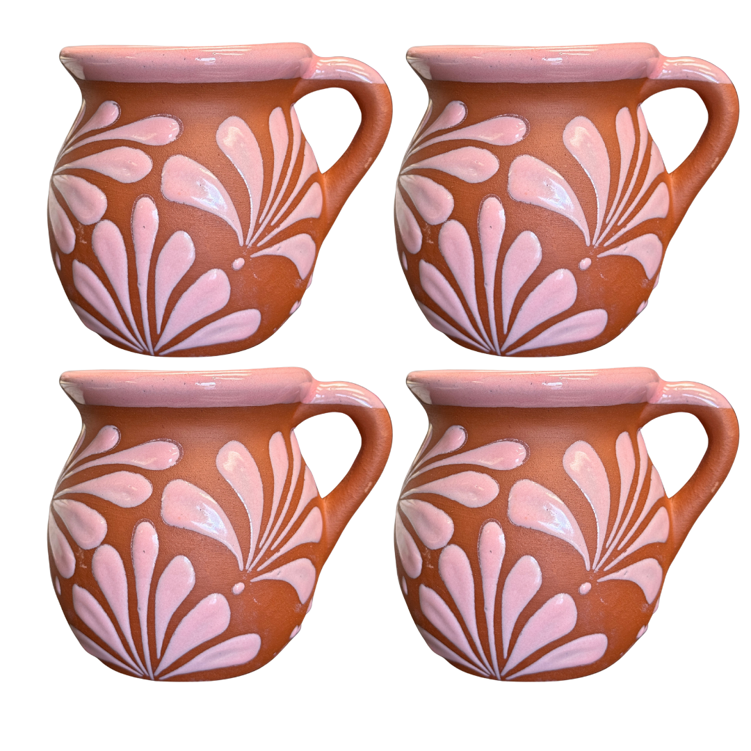 SET DE 4 JARRITOS DE BARRO CON ESPIGA ROSITA