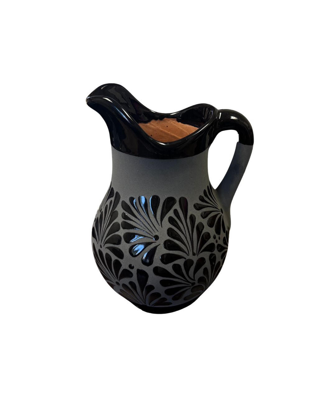 SET DE JARRA CON 4 VASO ENGOBE NEGRO CON NEGRO