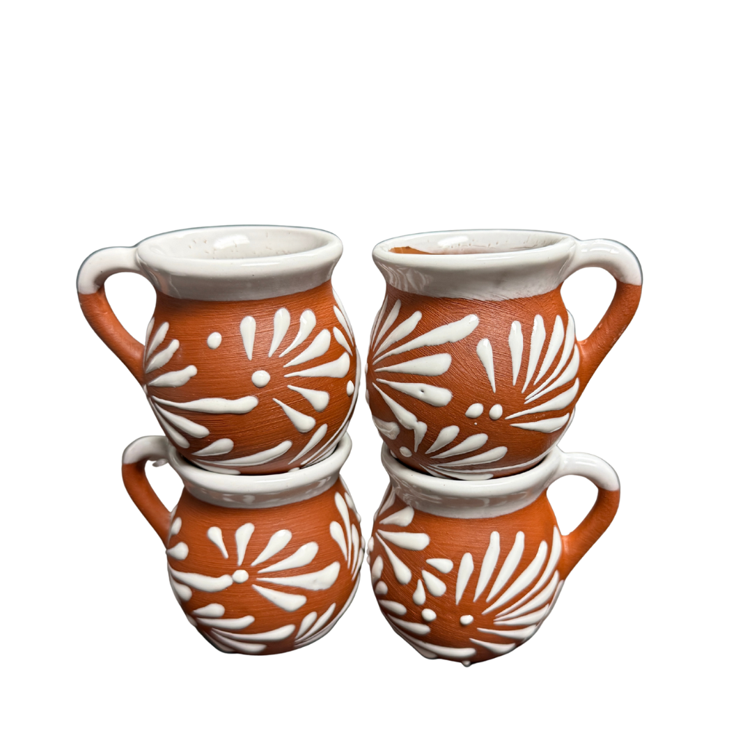 4 PCS JARRITO CHICO DE BARRO CON ESPIGA BLANCA