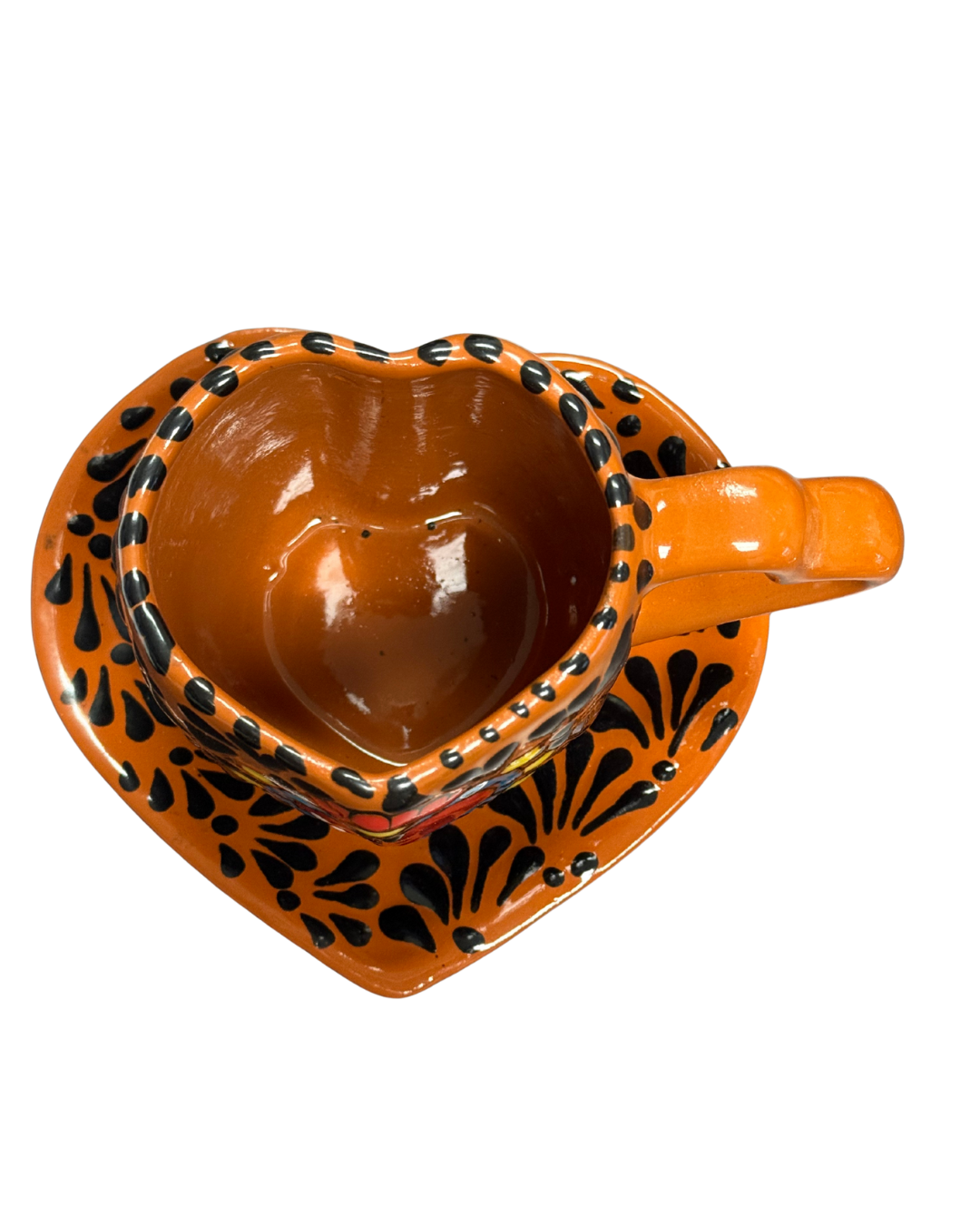 TAZA CORAZON TALAVERA CON PLATO EN NEGRO