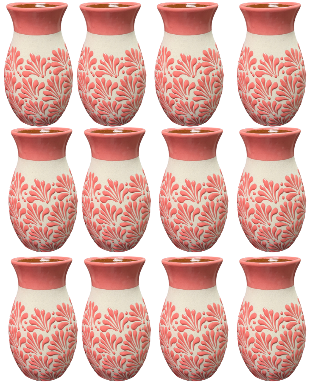 SET DE 12PCS FLORERO BLANCO CON ROSITA