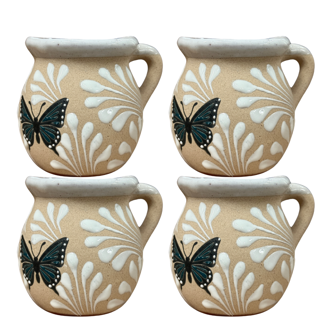 4PCS JARRITO ARENADO MARIPOSA BLANCO