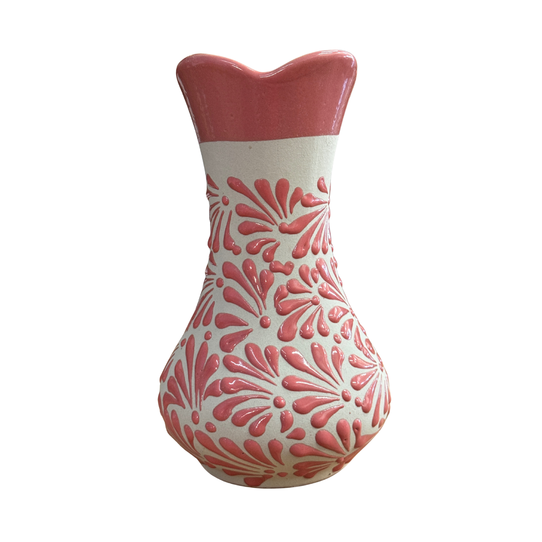 FLORERO VIOLETERO BLANCO CON ROSA