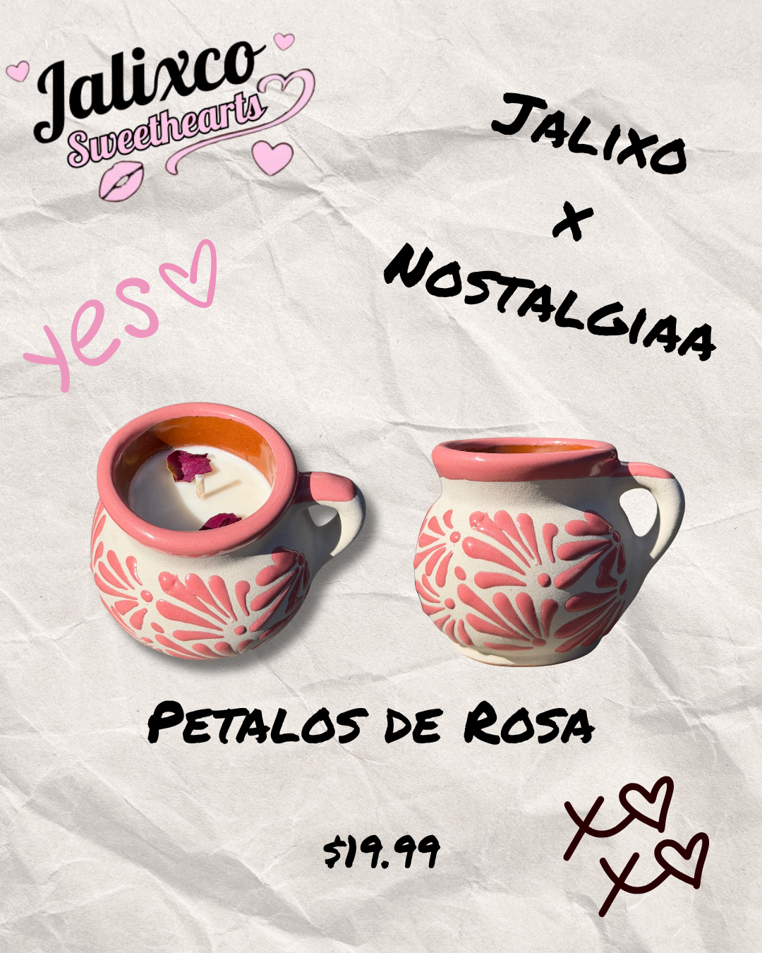 VELA JARRITO ROSA/ PETALOS DE ROSA
