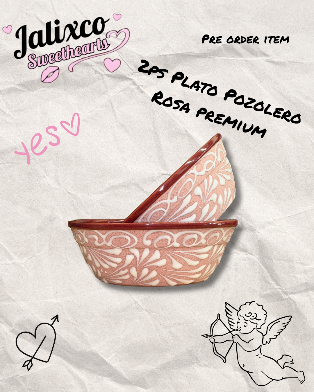 2PCS PLATO POZOLERO PINK PREMIUM 36OZ