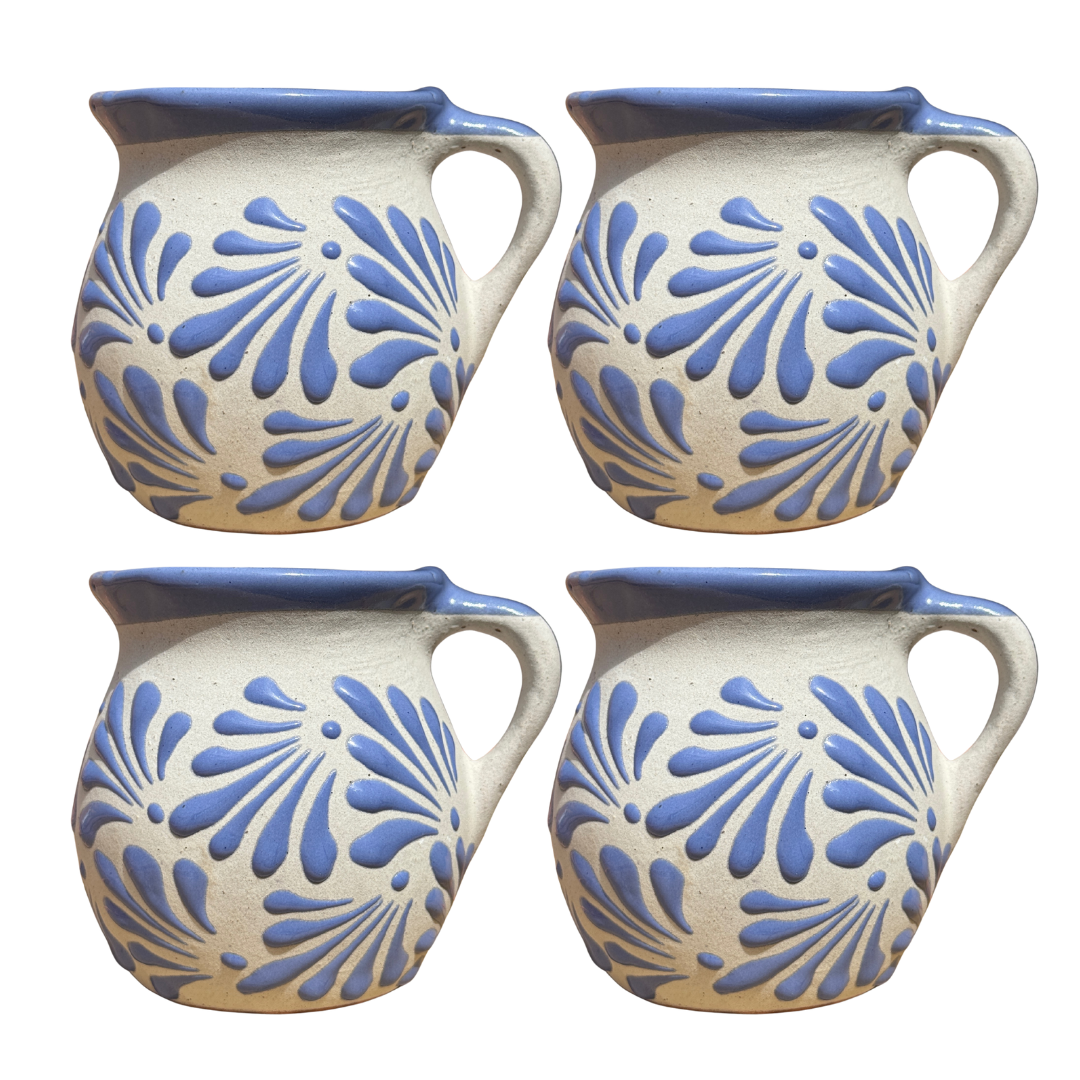 4PC JARRITO BLANCO CON ESPIGA LILA