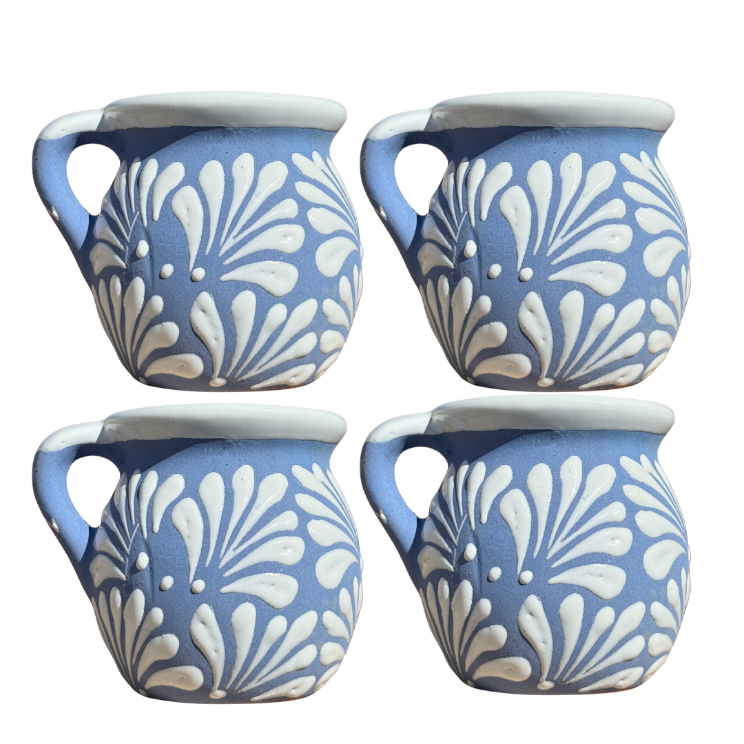 4 PCS JARRITO AZUL CON ESPIGA BLANCO