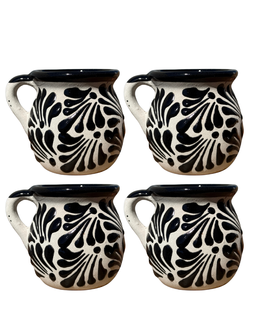 4PCS JARRITO ENGOBE BLANCO CON  NEGRO