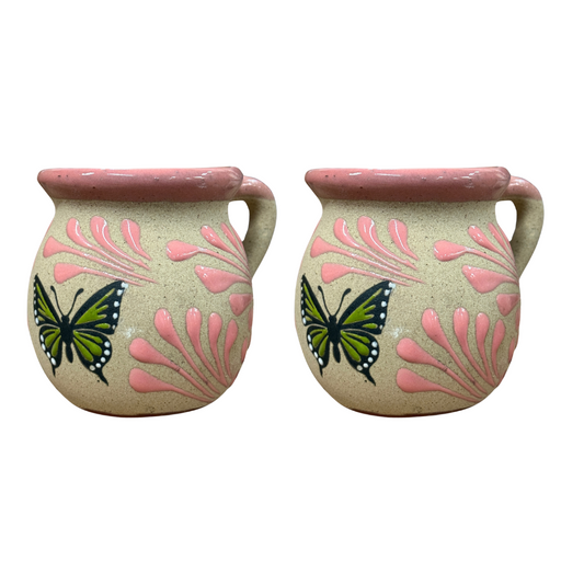 2PCS JARRITO MARIPOSA ROSA CON BLANCO