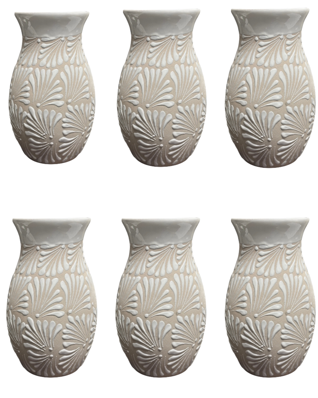SET DE 6PCS FLOREROS BLANCO