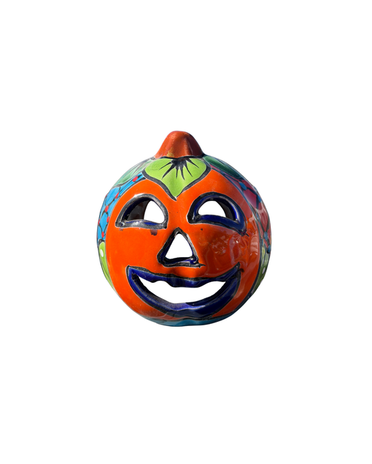 PUMPKIN CANDLE HOLDER ORANGE TALAVERA (STYLE MAY VARY)