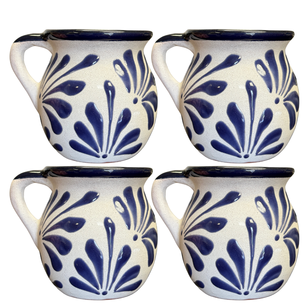 4PCS JARRITO JARRITO WHITE CON ESPIGA AZUL