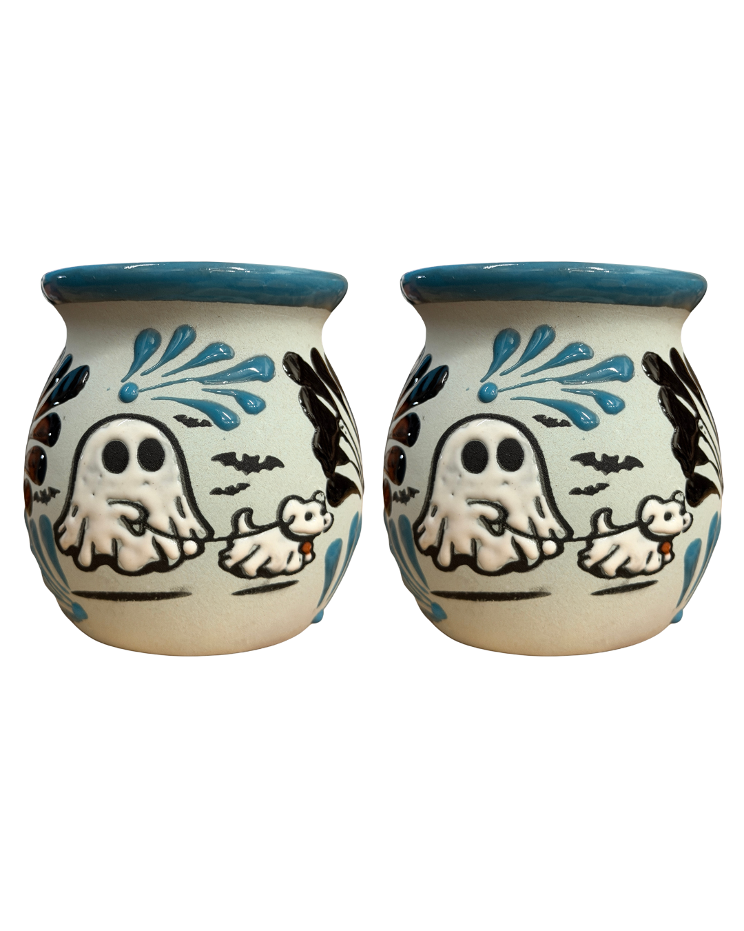 2PCS GHOST JARRITOS AZUL CON NEGRO