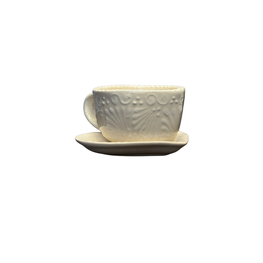 SET CORAZON TAZA CON PLATO BLANCO