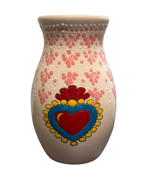FLORERO TALAVERA ROSA CON BLANCO (CORAZON)