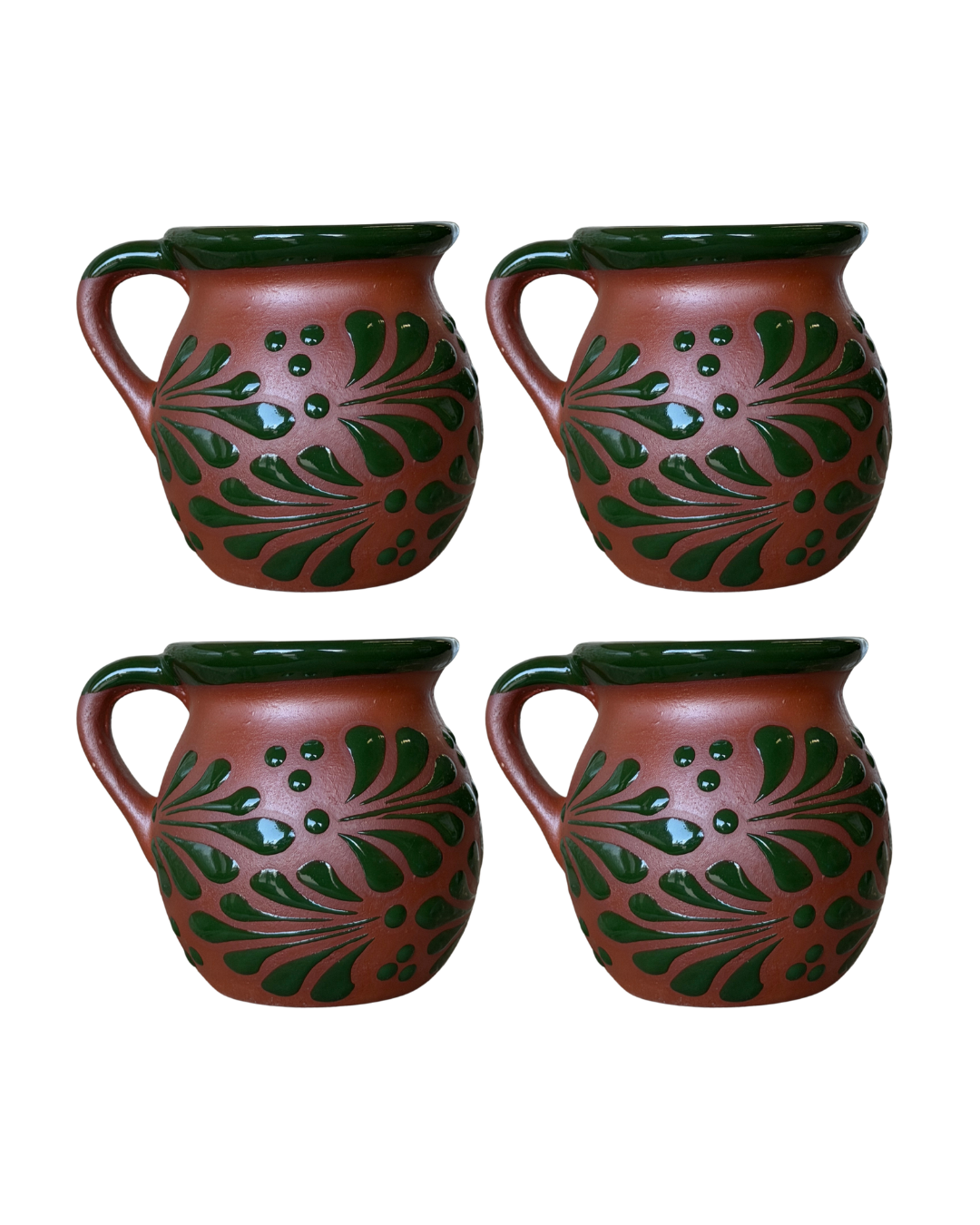 4PCS JARRITO ENGOBE CON ESPIGA VERDE 12OZ