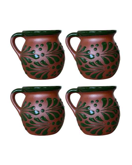 4PCS JARRITO ENGOBE CON ESPIGA VERDE 12OZ