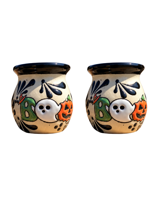 2PCS BOO WHITE JARRITO WITH ESPIGA NEGRO