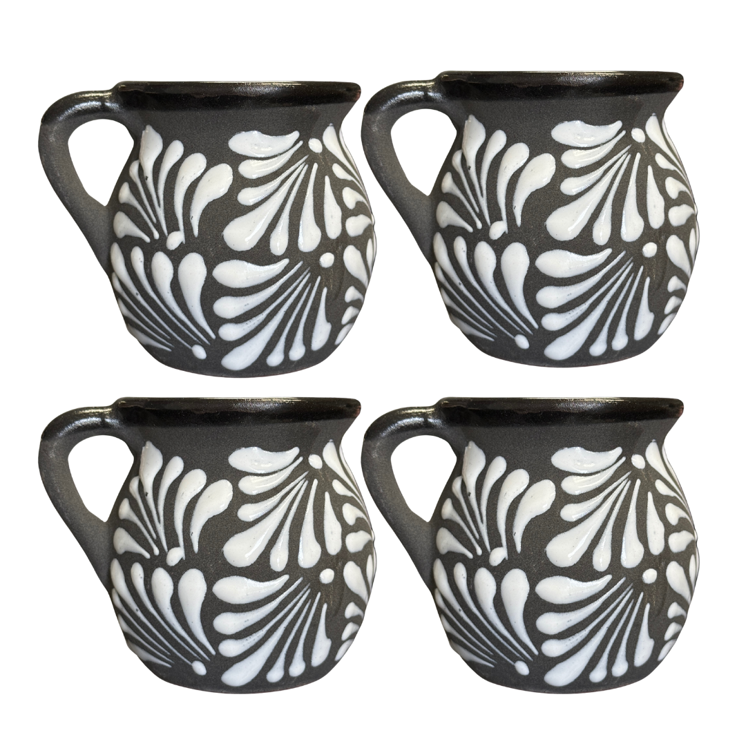 4PCS JARRITO NEGRO CON BLANCO