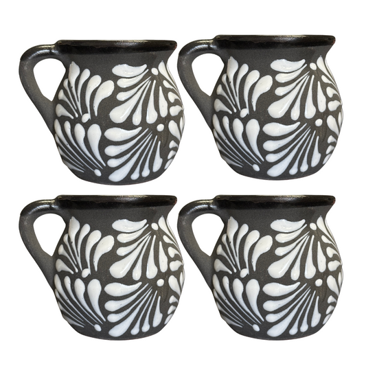 4PCS JARRITO NEGRO CON BLANCO