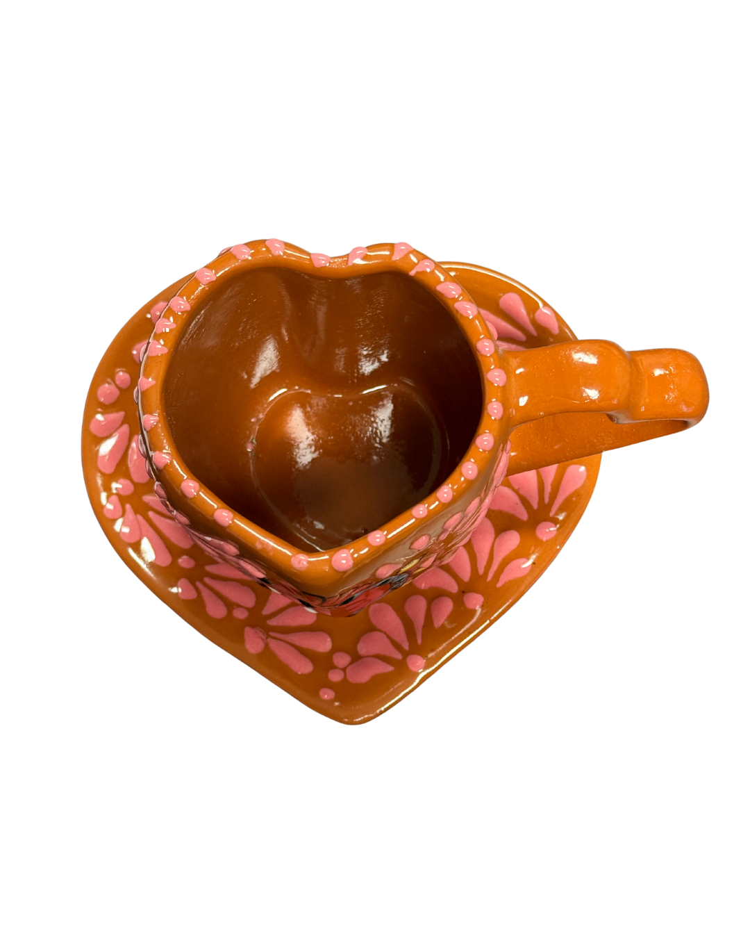 TAZA CORAZON TALAVERA CON PLATO EN ROSITA