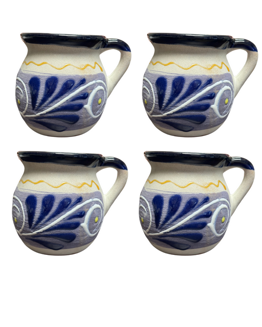 4 PCS JARRITO ENGOBE Y AZUL 350ML/ 12OZ