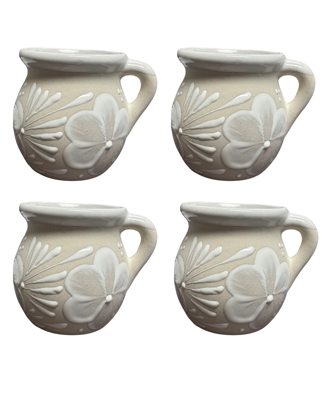 4 PCS JARRITO BLANCO CON FLOR 350ML/ 12 OZ