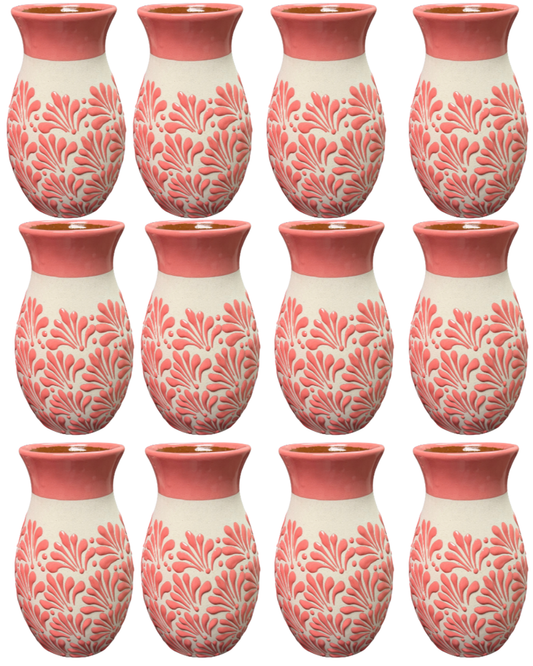 SET DE 12PCS FLORERO BLANCO CON ROSITA
