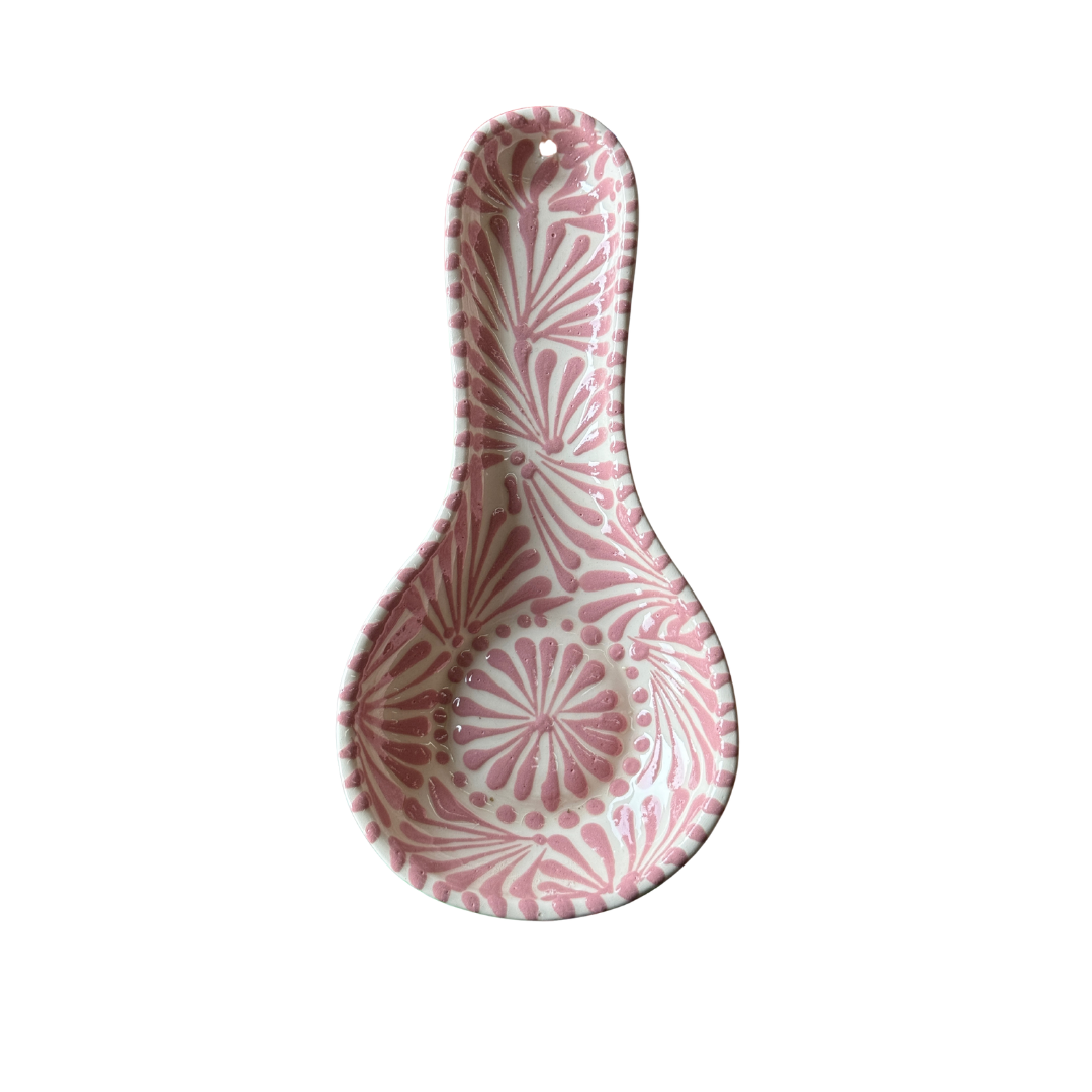 PORTA CUCHARA ROSA CON BLANCO