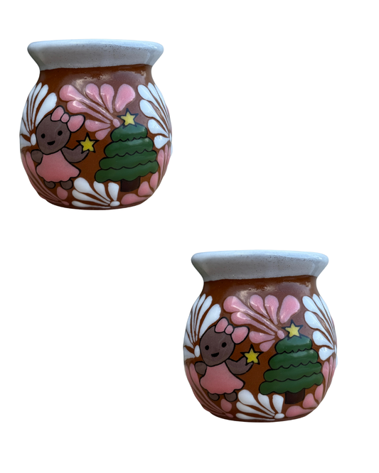 2PCS JARRITO CAFE CON ROSITA Y BLANCO GINGERBREAD GIRL AND CHRISTMAS TREE