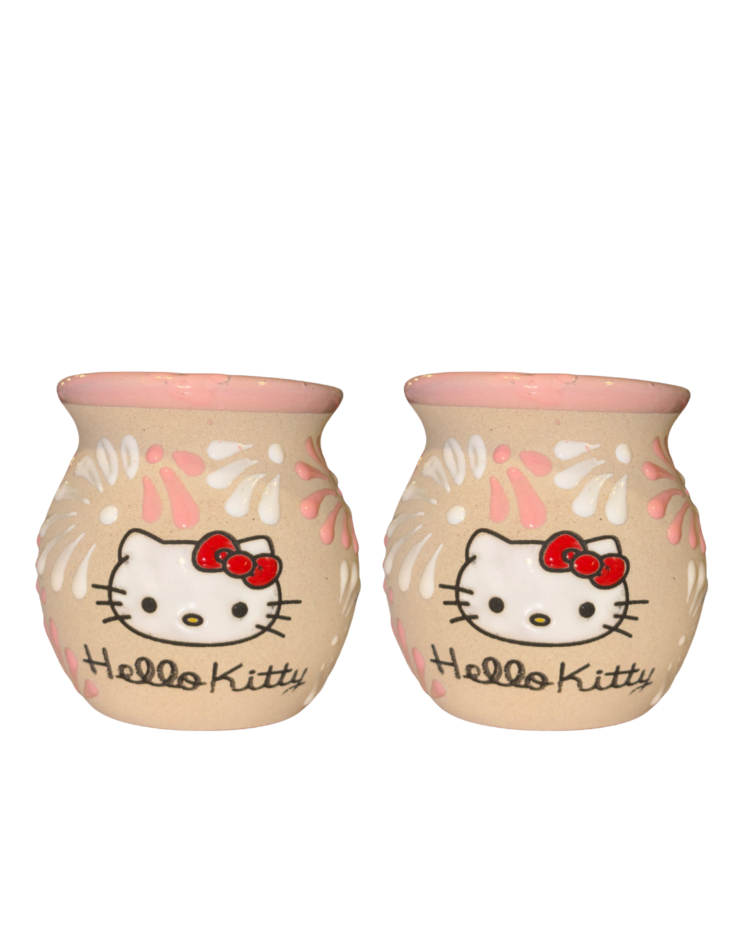 2PCS JARRITO HELLO KITTY PASTEL (BLANCO CON ROSA)
