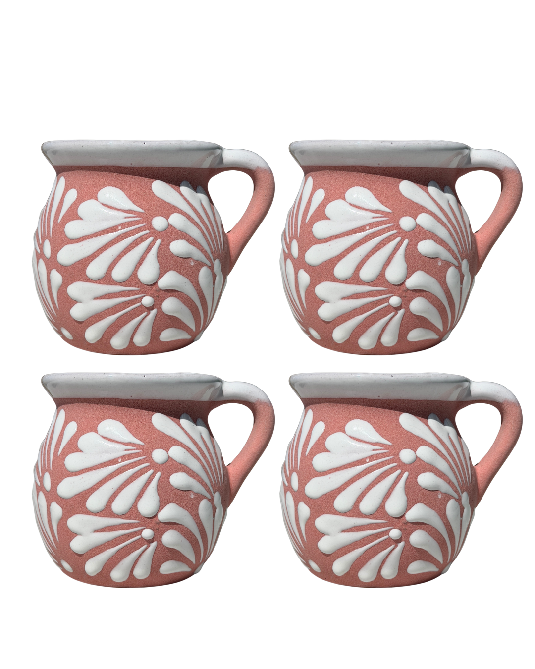4PCS JARRITO ROSA CON ESPIGA BLANCO