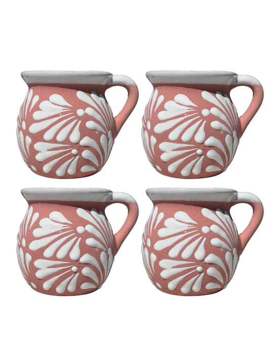 4PCS JARRITO ROSA CON ESPIGA BLANCO