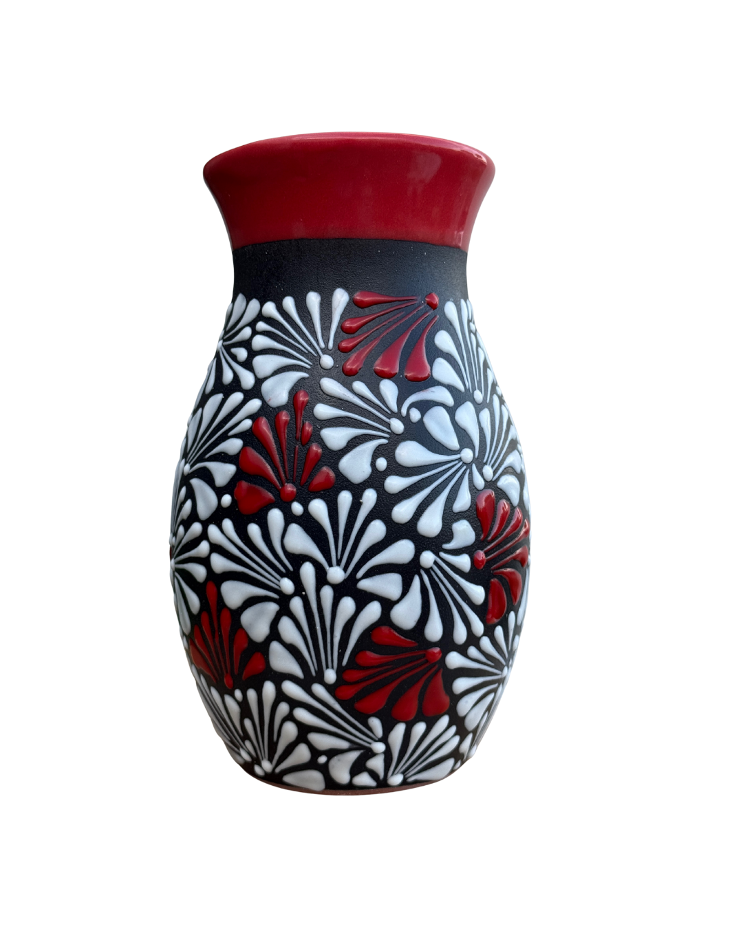 FLORERO NEGRO CON ROJO Y BLANCO RAINDEER