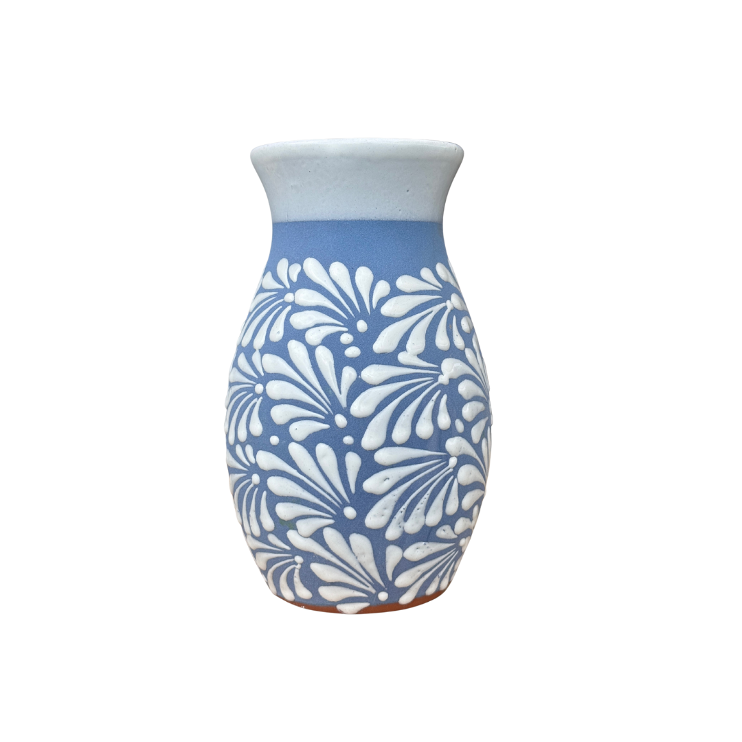 FLORERO AZUL CON BLANCO