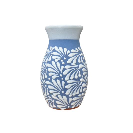 FLORERO AZUL CON BLANCO