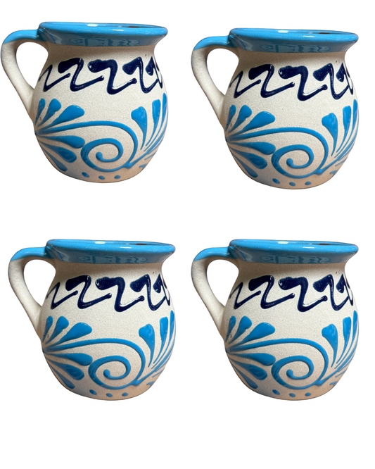 SET DE 4 JARRTIO ENGOBE CON ESPIGA AZUL 350ML