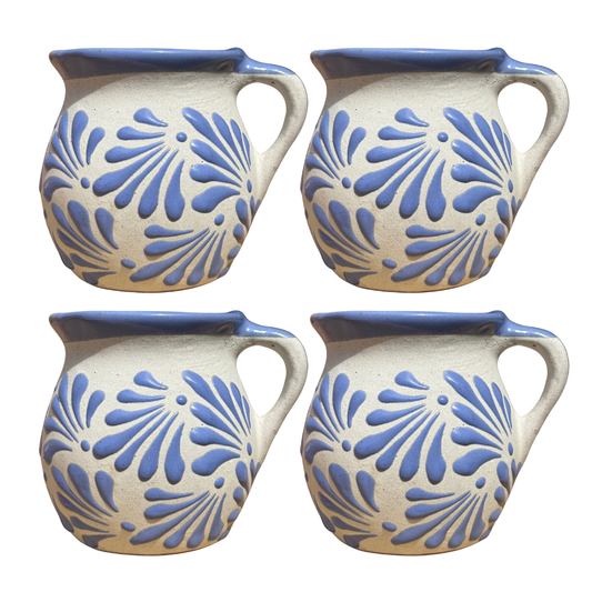 4PC JARRITO BLANCO CON ESPIGA LILA