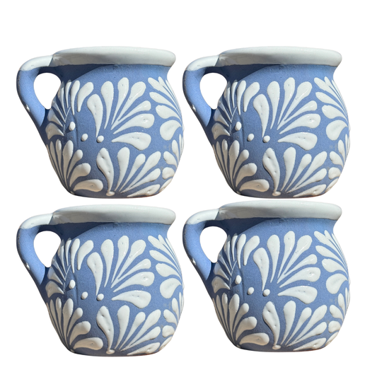 4 PCS JARRITO AZUL CON ESPIGA BLANCO