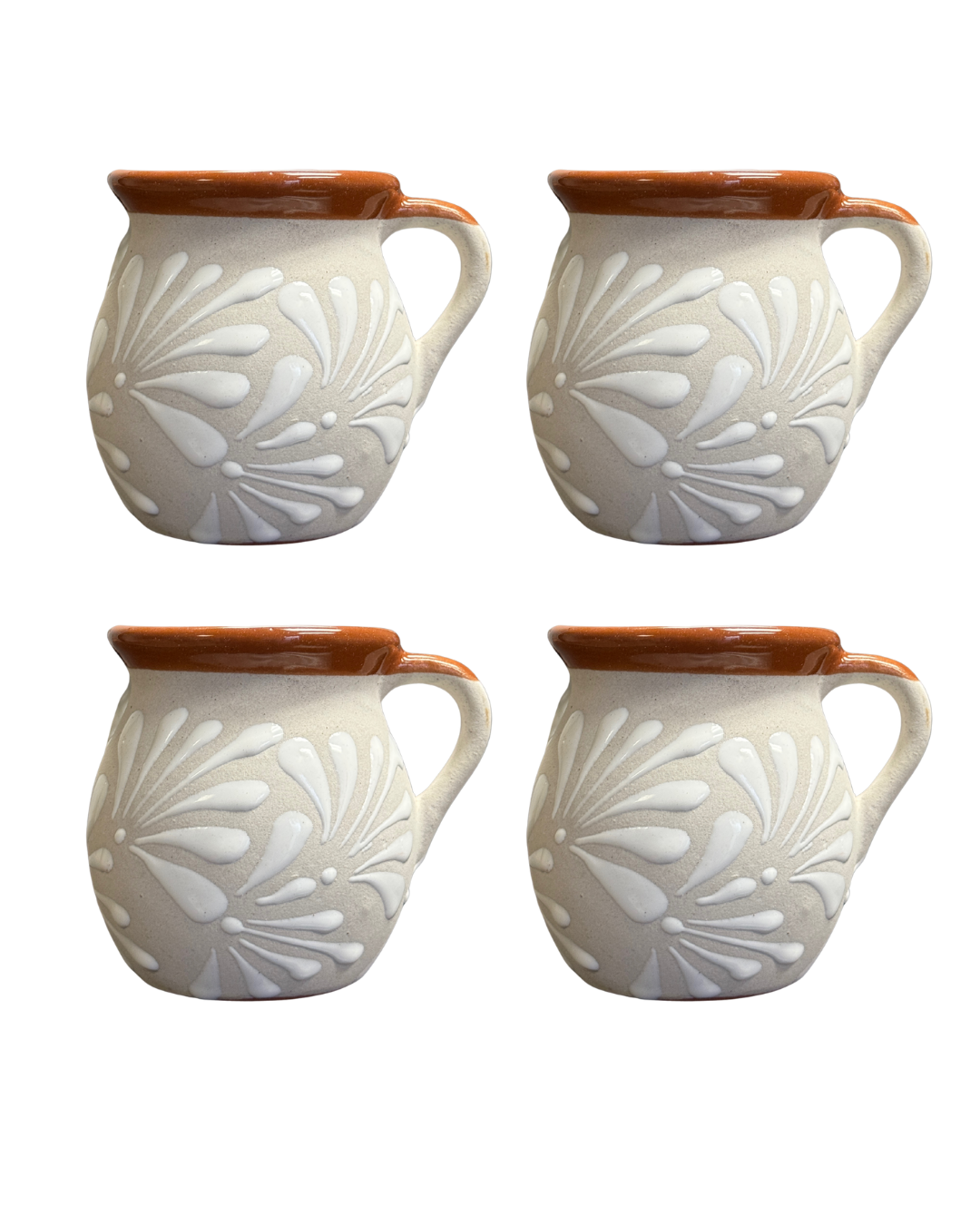 4PCS JARRITO BLANCO CON FILO CAFE