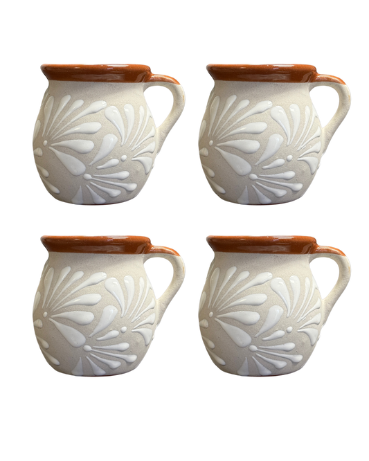 4PCS JARRITO BLANCO CON FILO CAFE