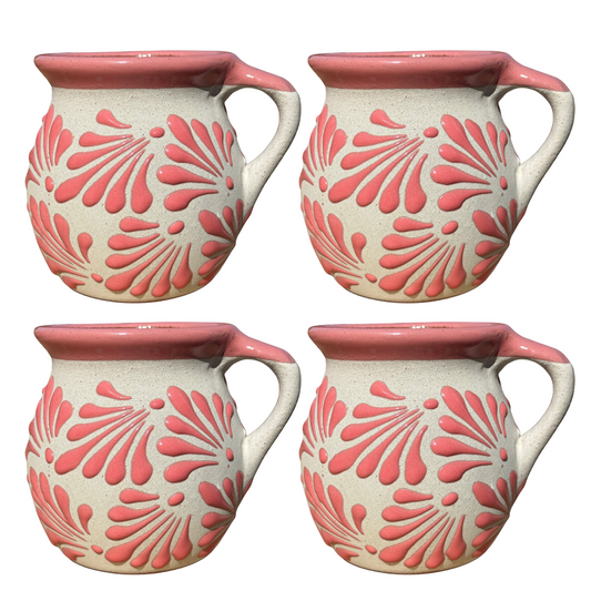 4PCS JARRITO ROSA EN BLANCO