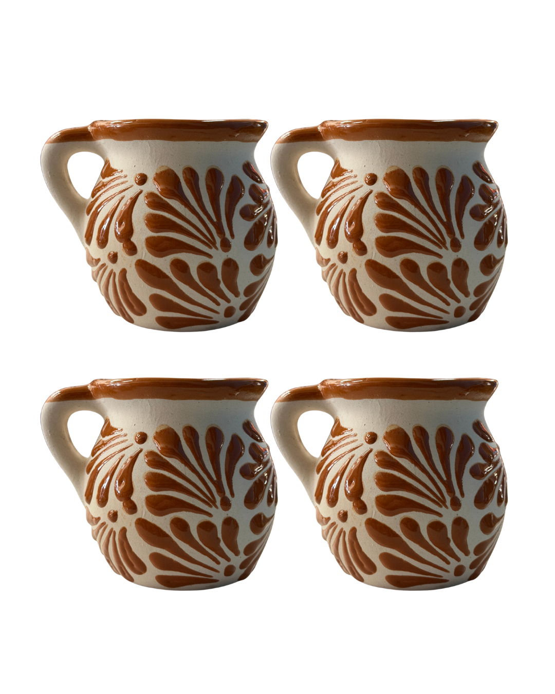 4PCS JARRITO BLANCO CON ESPIGA DE CAFE (LIGHT BROWN)