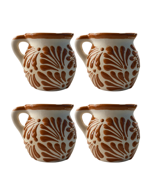 4PCS JARRITO BLANCO CON ESPIGA DE CAFE (LIGHT BROWN)
