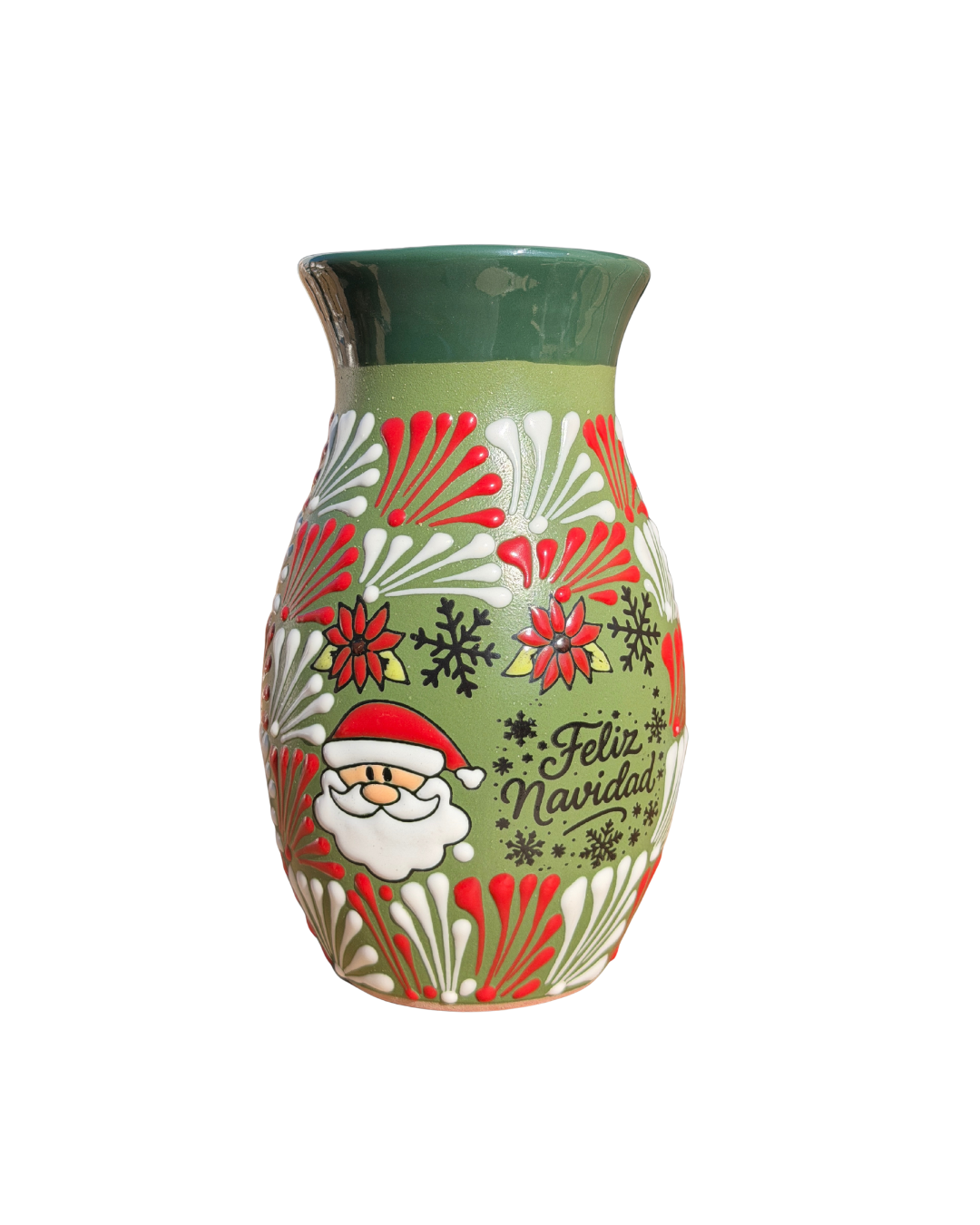 FLORERO VERDE CON ROJO Y BLANCO SANTA