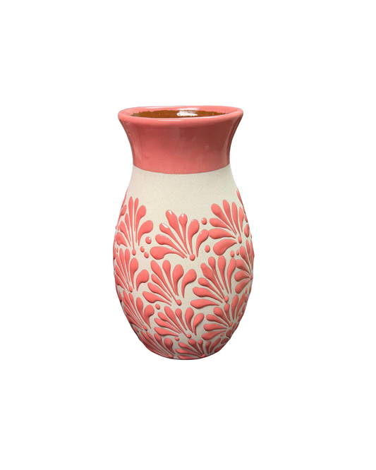 FLORERO ENGOBE BLANCO Y ESPIGA ROSITA