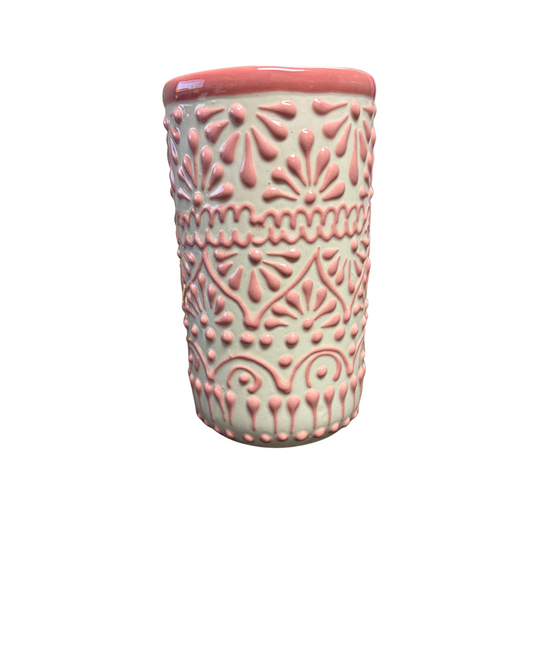 VASO TALAVERA BLANCO CON ESPIGA ROSITA